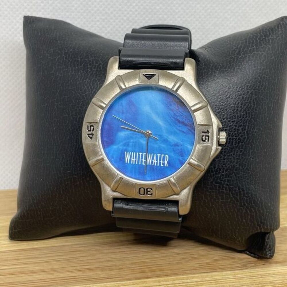 Whitewater Watch Silver Stainless Steel Rubber Black Band Blue Face Quartz Works